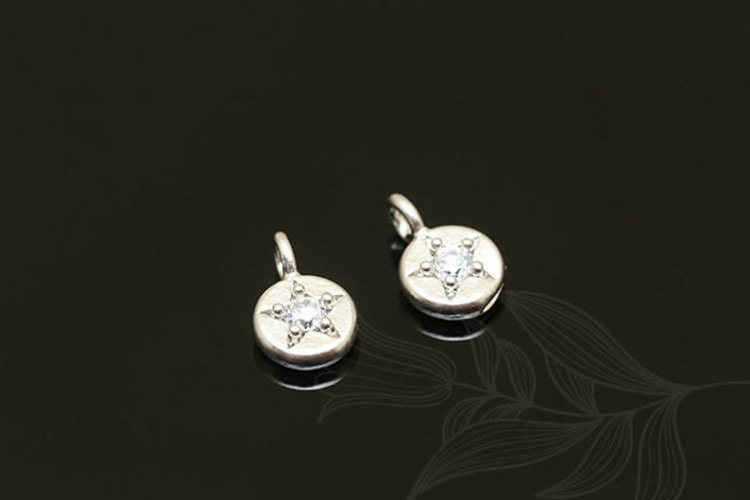 S1328-무광백금 탄생석 4월 다이아몬드 (2개) 요일발송