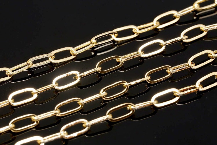 [도매] A002-금도금 2.6*6 mm L-250 사각 Chain (20M)