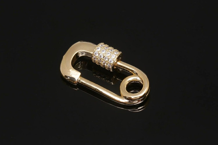 [도매] BC037-금도금 25.3*13.6mm 큐빅 옷핀 클래습 (20개)