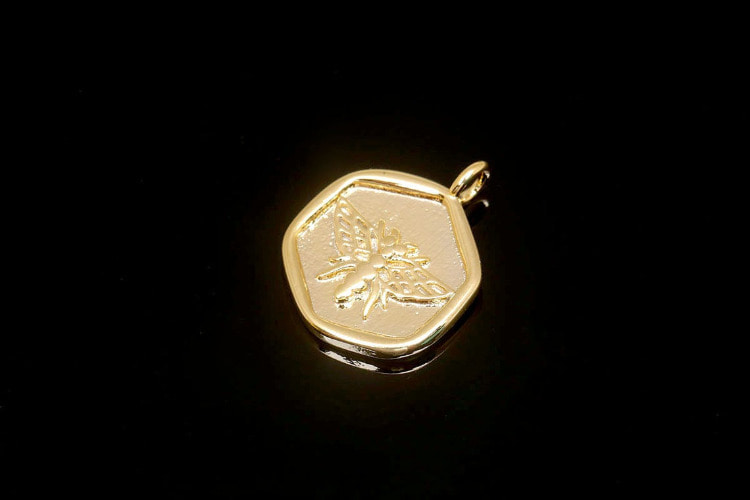 [도매] CH0070-금도금 헥사곤 꿀벌 (20개)