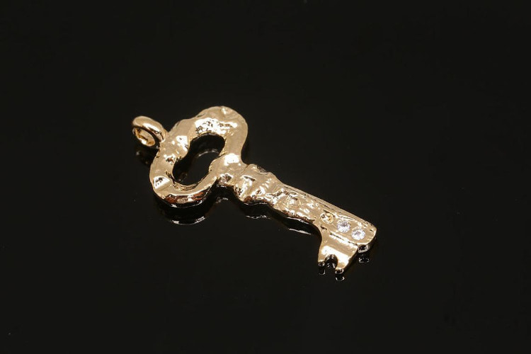 [도매] F45-금도금 큐빅 햄머드 열쇠 (20개)