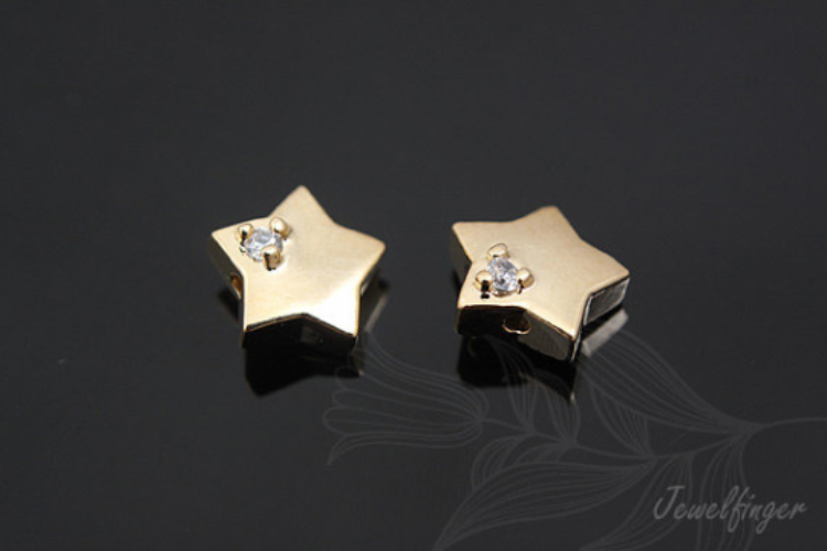 [도매] H596-금도금 큐빅 포인트 별 (20개)