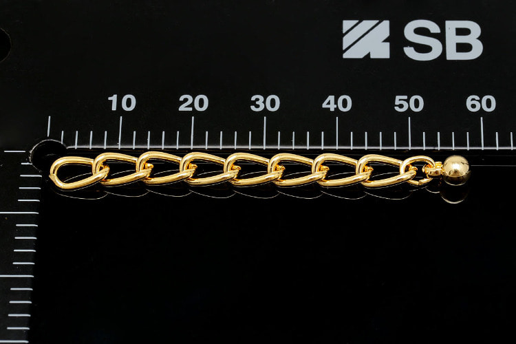 [도매] B398-금도금 112B 5cm 볼 조절체인 (100개)