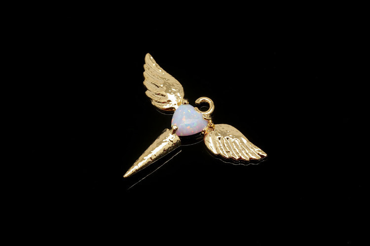 [도매] F184-금도금 오팔 천사 날개 (20개)