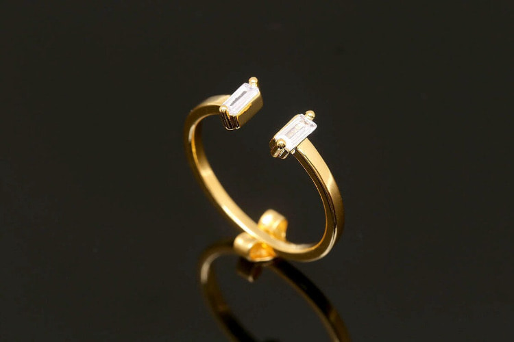 [도매] CH106-금도금 코팅 가로 큐빅 반지 (20개)
