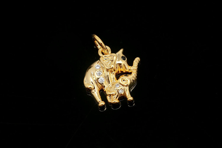 [도매] CH3017-금도금 큐빅 코끼리 (20개)