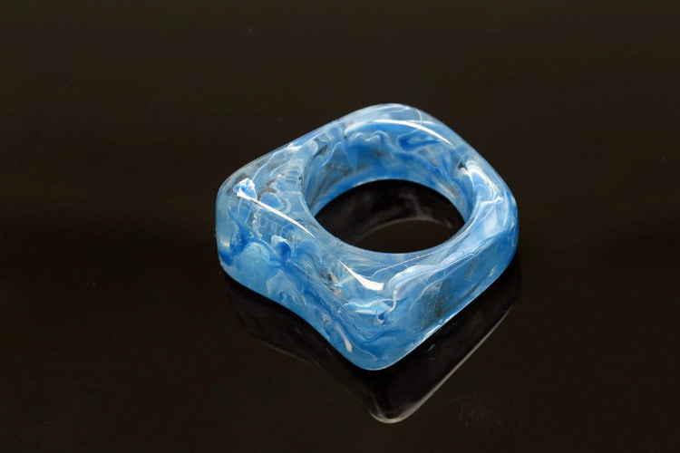 [도매] M532-마블 블루 호마이카 반지 (20개)
