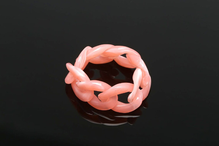 R037-호마이카 핑크&amp;화이트 체인 반지 (1개)