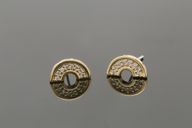 [도매] CH6021-금도금 큐빅 레인보우 귀고리 (10쌍)