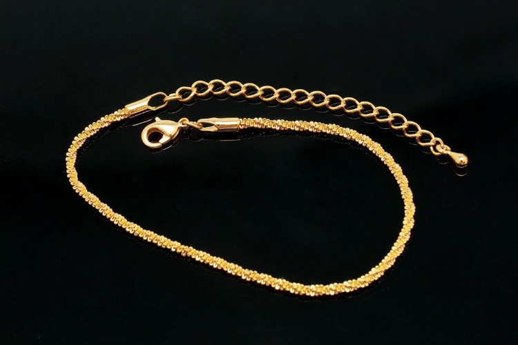 [도매] R050-금도금 코팅 235 TRY Chain 발찌 16cm+5cm (20개)