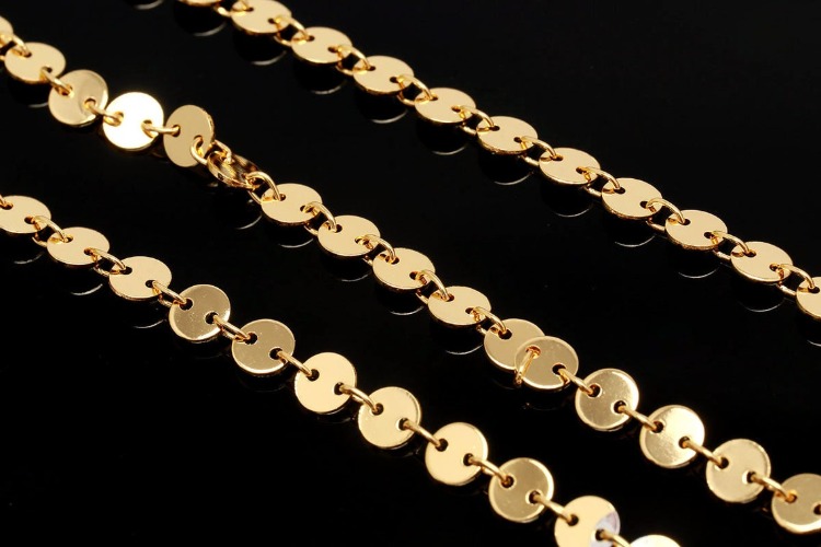 A183-금도금 4mm Disc Link Chain (1M)
