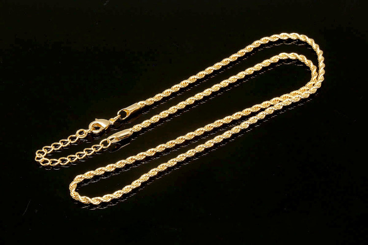 [도매] B483-금도금 코팅 FR 0.5 Rope Chain (20개)