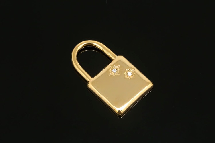 E827-금도금 큐빅 자물쇠 (1개)