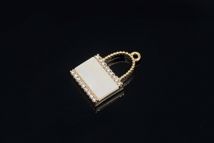 [도매] M1976-금도금 큐빅&amp;자개 자물쇠 (20개)