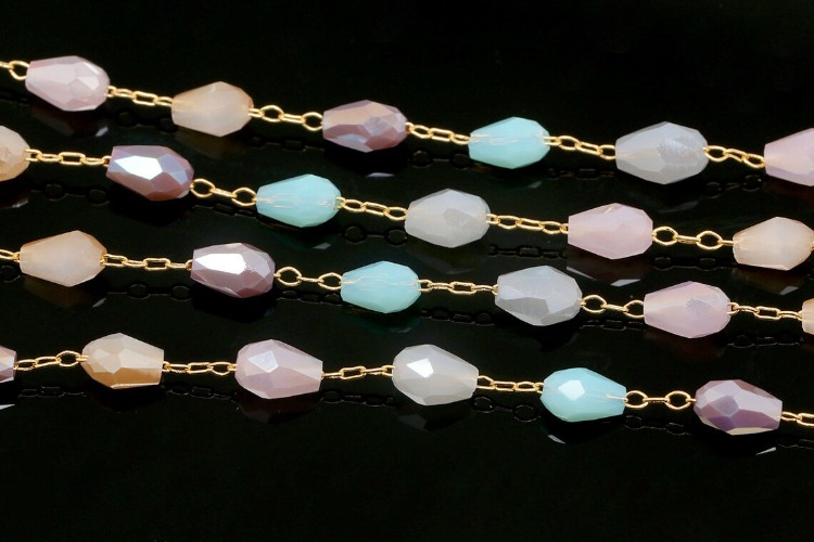 A067-금도금 Mixed Color Crystal Chain (1M)