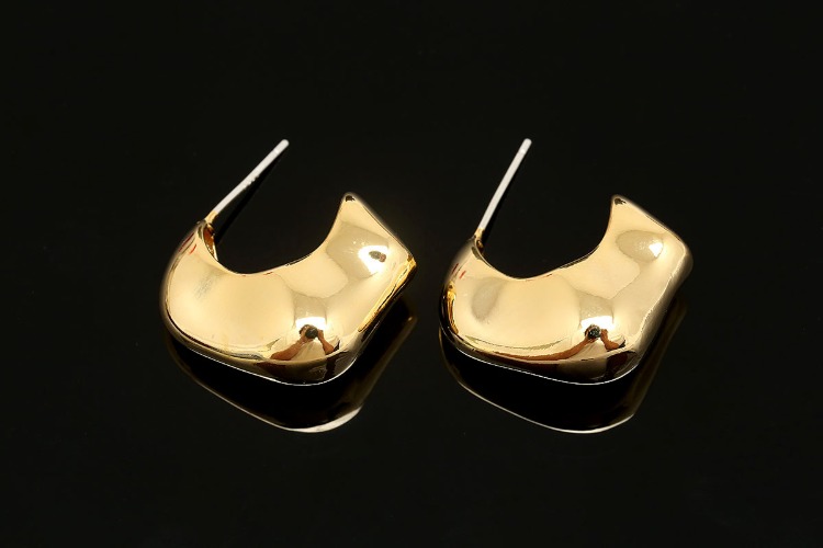 CH7025-금도금 유니크 쭈글이 귀고리 (1쌍)