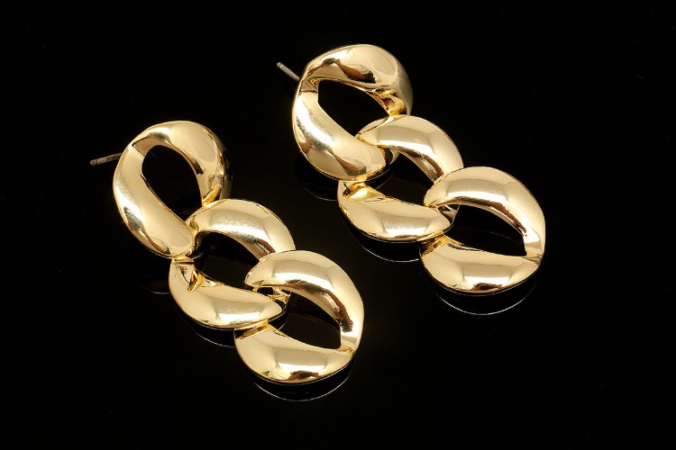 [도매] CH7022-금도금 오벌 링크 귀고리 (10쌍)