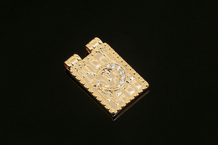 CH2023-금도금 사각 큐빅 문&amp;스타 (1개)