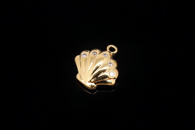 [도매] E908-금도금 타이니 큐빅 조개 (20개)