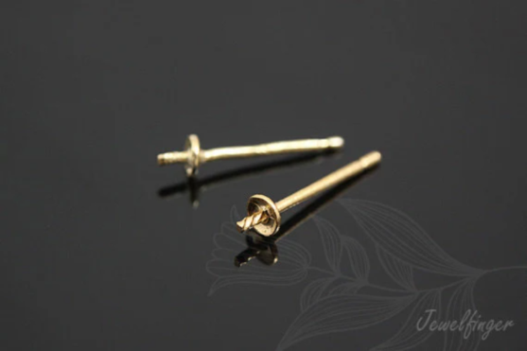[도매] K339-정은 금도금 3mm 반홀용 포스트 귀고리 (20쌍)