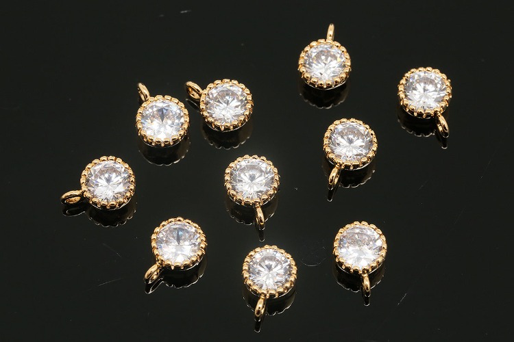 [도매] R082-금도금 탄생석 4월 다이아몬드 (20개)