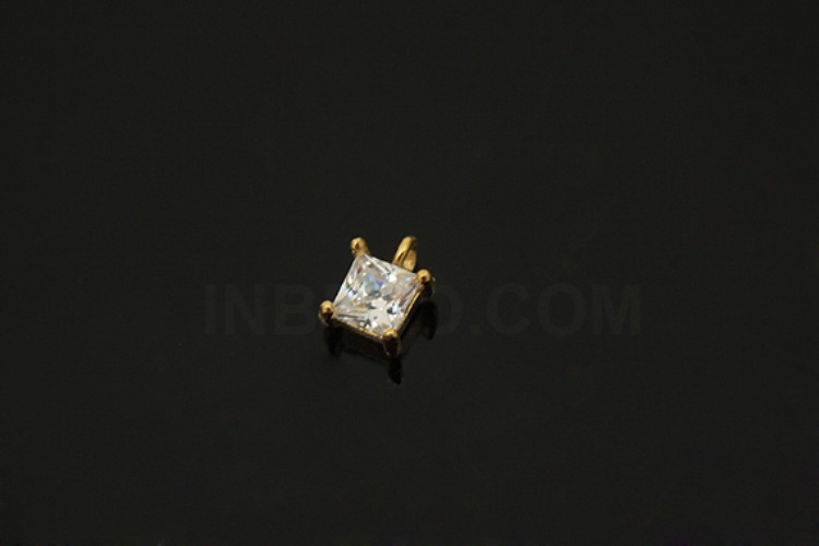 [도매] V132-정은 금도금 사각 크리스탈 (10개)