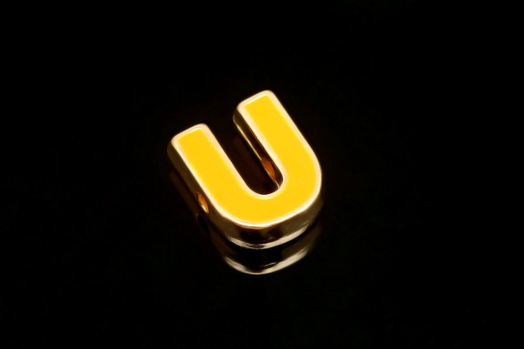 [도매] EM001-금도금 에나멜 알파벳 U (10개)
