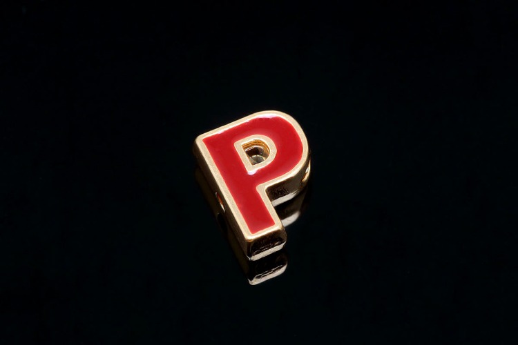 [도매] EM001-금도금 에나멜 알파벳 P (10개)