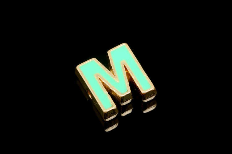 [도매] EM001-금도금 에나멜 알파벳 M (10개)