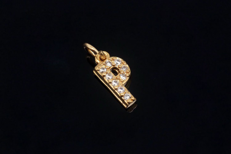 [도매] EM007-무니켈 금도금 고리형 큐빅 알파벳 P (10개)