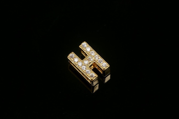[도매] EM006-무니켈 금도금 큐빅 알파벳 H (10개)