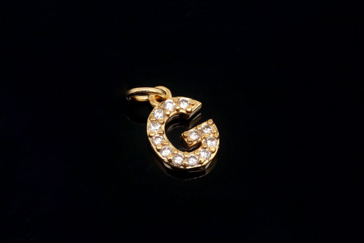 [도매] EM007-무니켈 금도금 고리형 큐빅 알파벳 G (10개)