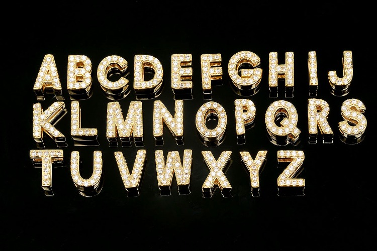 [도매] EM006-무니켈 금도금 큐빅 알파벳 A~Z 5개씩 26가지 (130개)