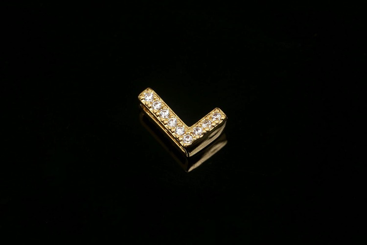 [도매] EM006-무니켈 금도금 큐빅 알파벳 L (10개)