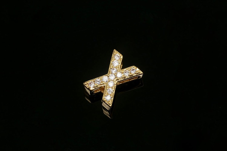 [도매] EM006-무니켈 금도금 큐빅 알파벳 X (10개)
