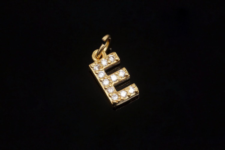 [도매] EM007-무니켈 금도금 고리형 큐빅 알파벳 E (10개)