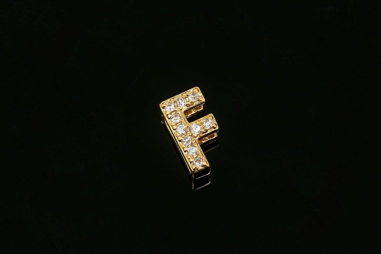 [도매] EM006-무니켈 금도금 큐빅 알파벳 F (10개)