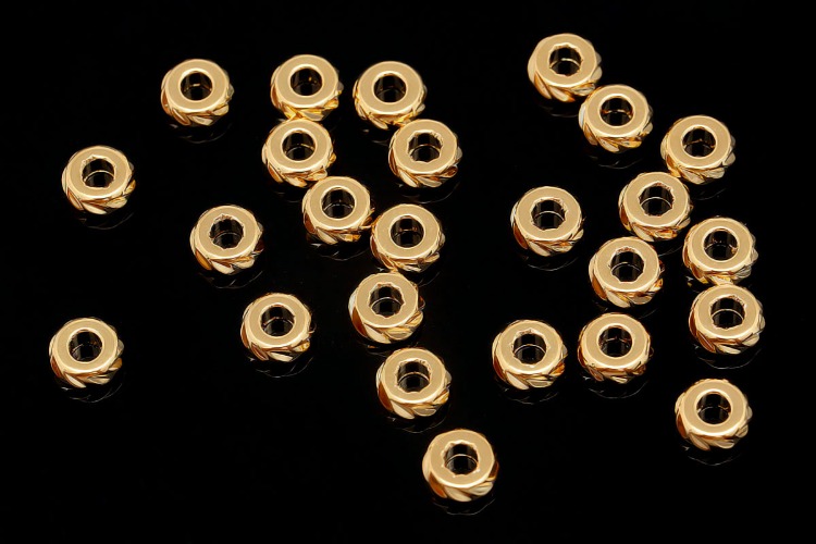 [도매] CH6133-금도금 4.8mm 컷팅 메탈 비즈 론델 (100개)