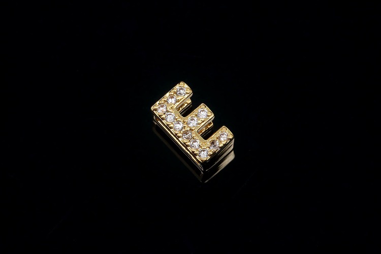 [도매] EM006-무니켈 금도금 큐빅 알파벳 E (10개)