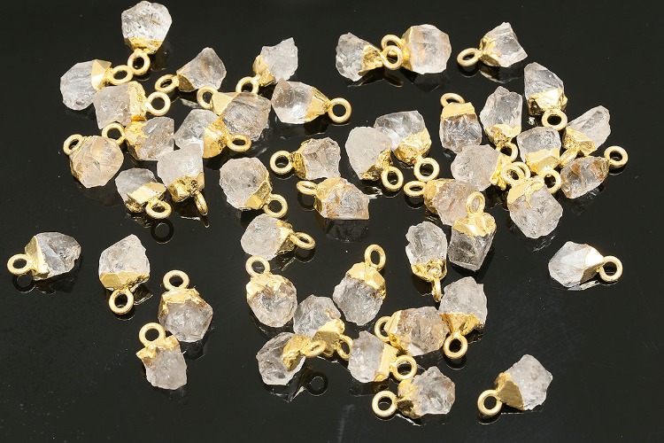 [도매] ID002-금도금 천연 원석 4월 허키머 다이아몬드 (10개)