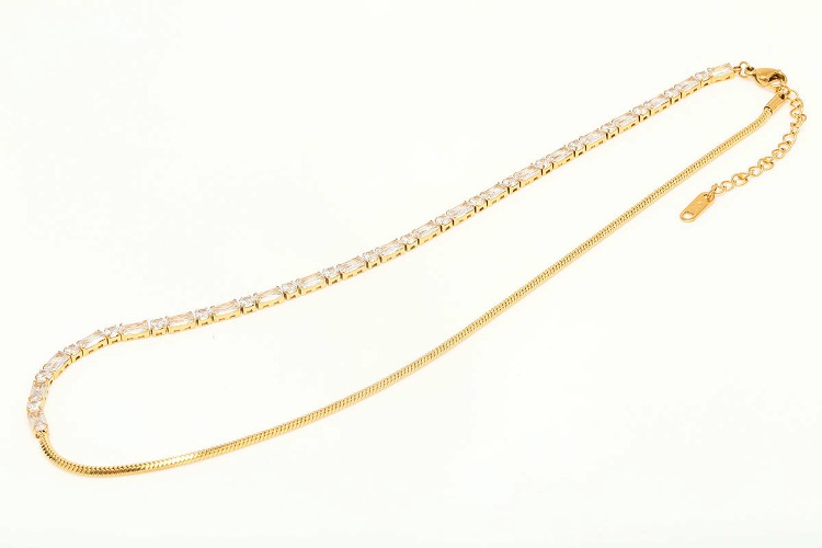 [도매] ST045-무니켈 변색방지 금도금 스네이크 큐빅 목걸이 (5개)