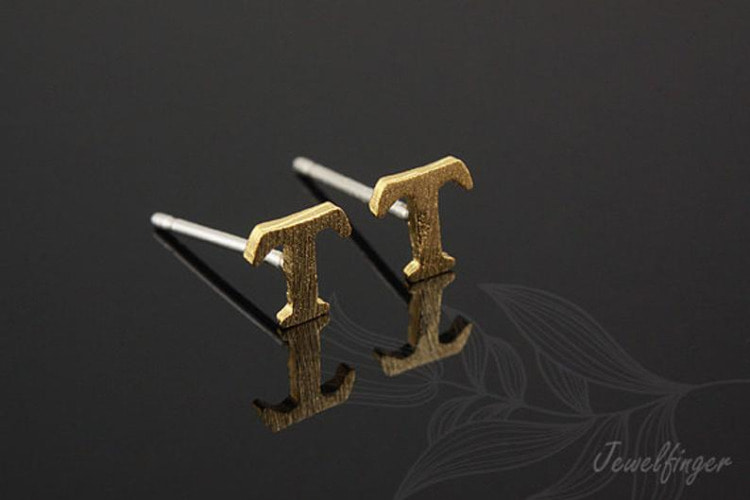[도매] K1228-금도금 스지 이니셜 귀고리 T 은침 (10쌍)