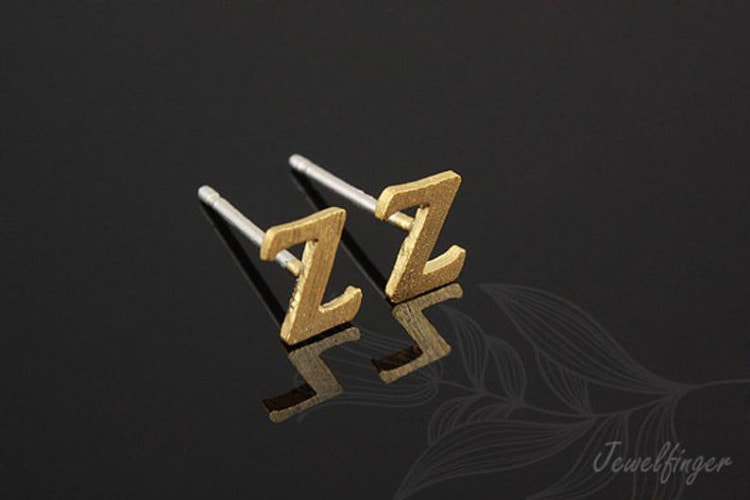 K1234-금도금 스지 이니셜 귀고리 Z 은침 (1쌍)