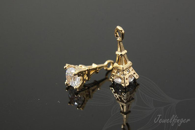 [도매]H1139-금도금 미니 큐빅 에펠탑 (2개)
