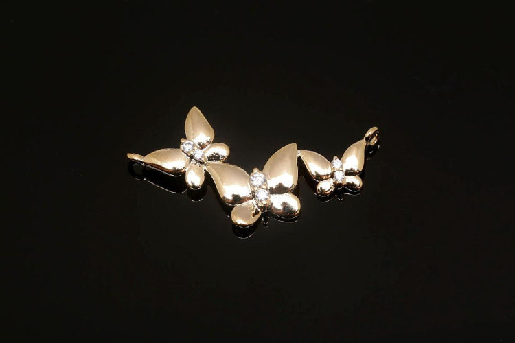 [도매] M129-금도금 큐빅 나비 (20 개) 요일발송