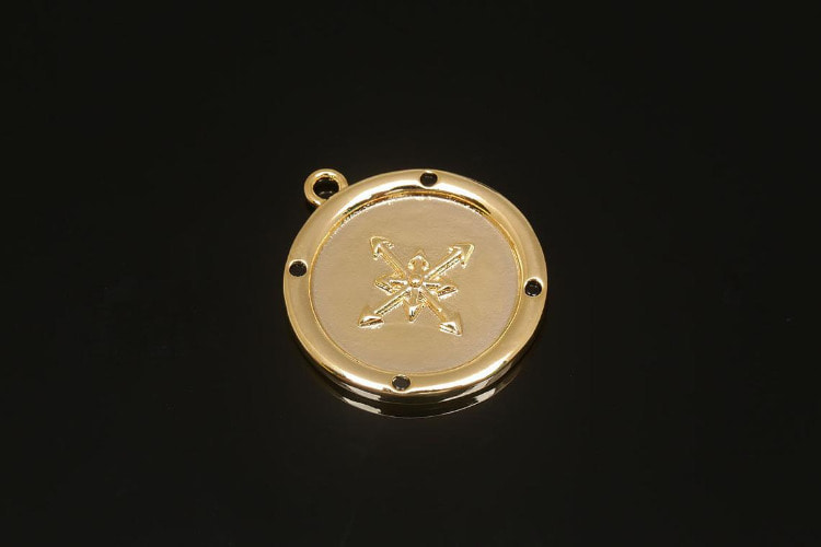 [도매] CH0073-금도금 블랙 큐빅 나침반 (20개)