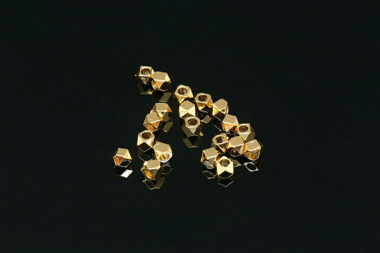 [도매] S1354-금도금 2.5mm 컷팅 큐브 (300개)