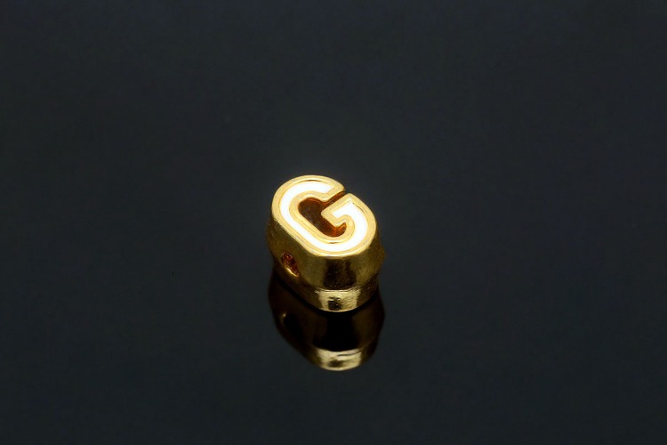 EM003-금도금 화이트 에나멜 알파벳 G (1개)