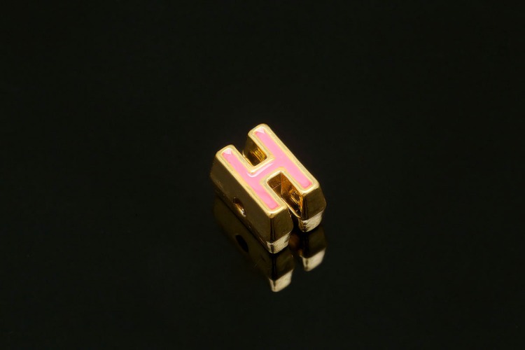 EM002-금도금 핑크 에나멜 알파벳 H (1개)