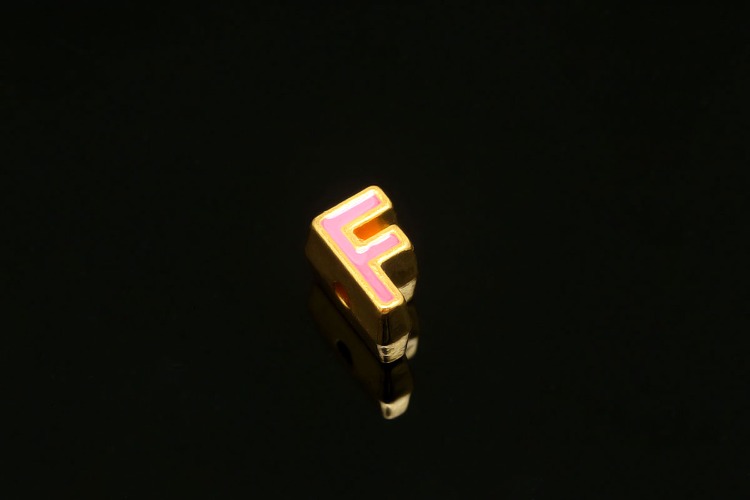 EM002-금도금 핑크 에나멜 알파벳 F (1개)